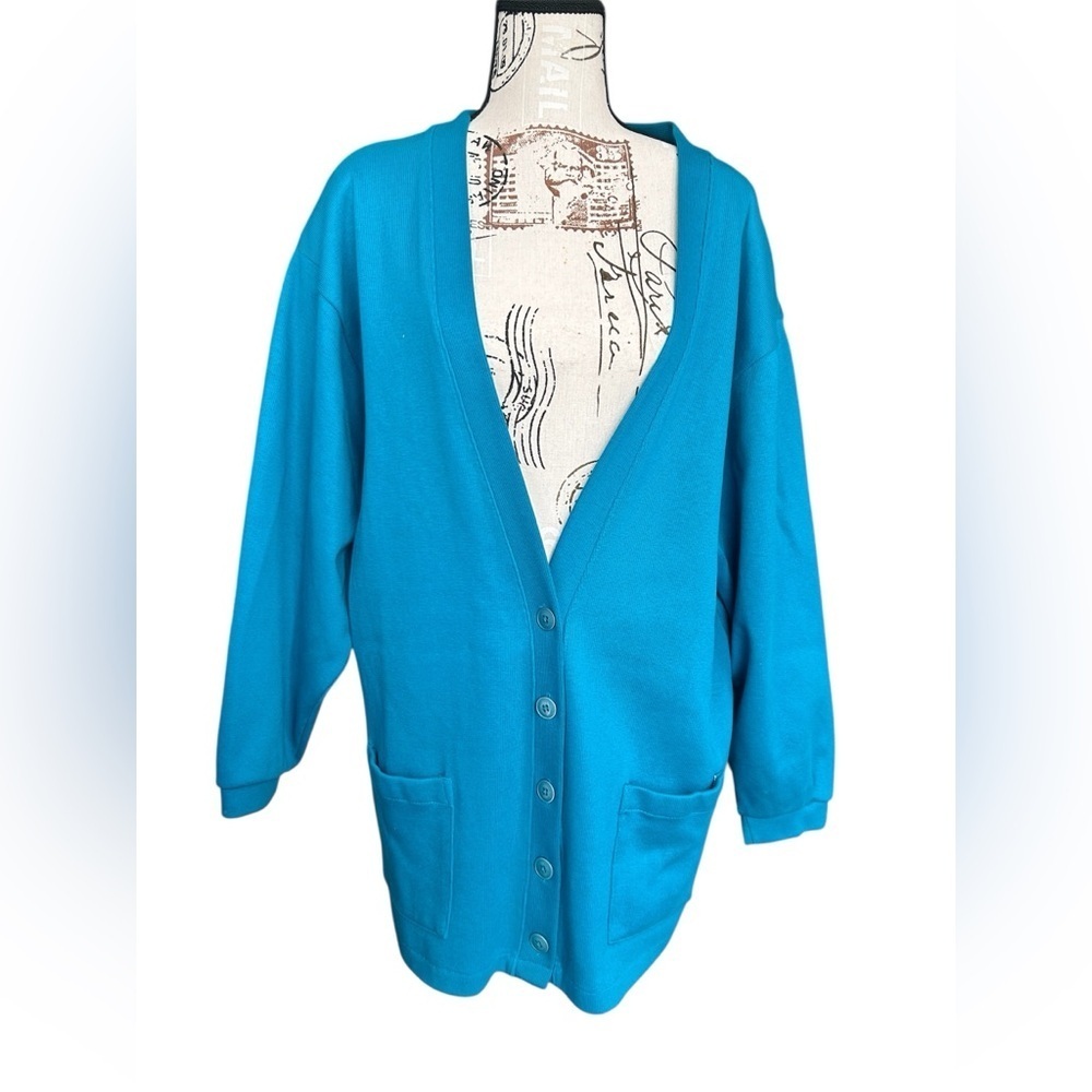 L.L. Bean women’s vintage 100% cotton teal cardigan size large